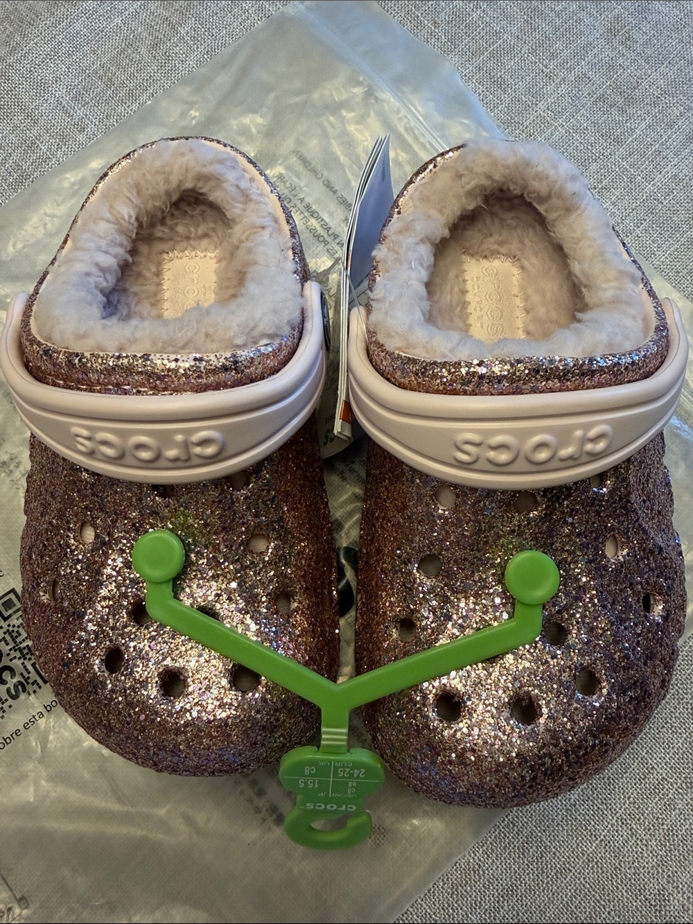 Baya lined mixed glitter croc toddler size 8